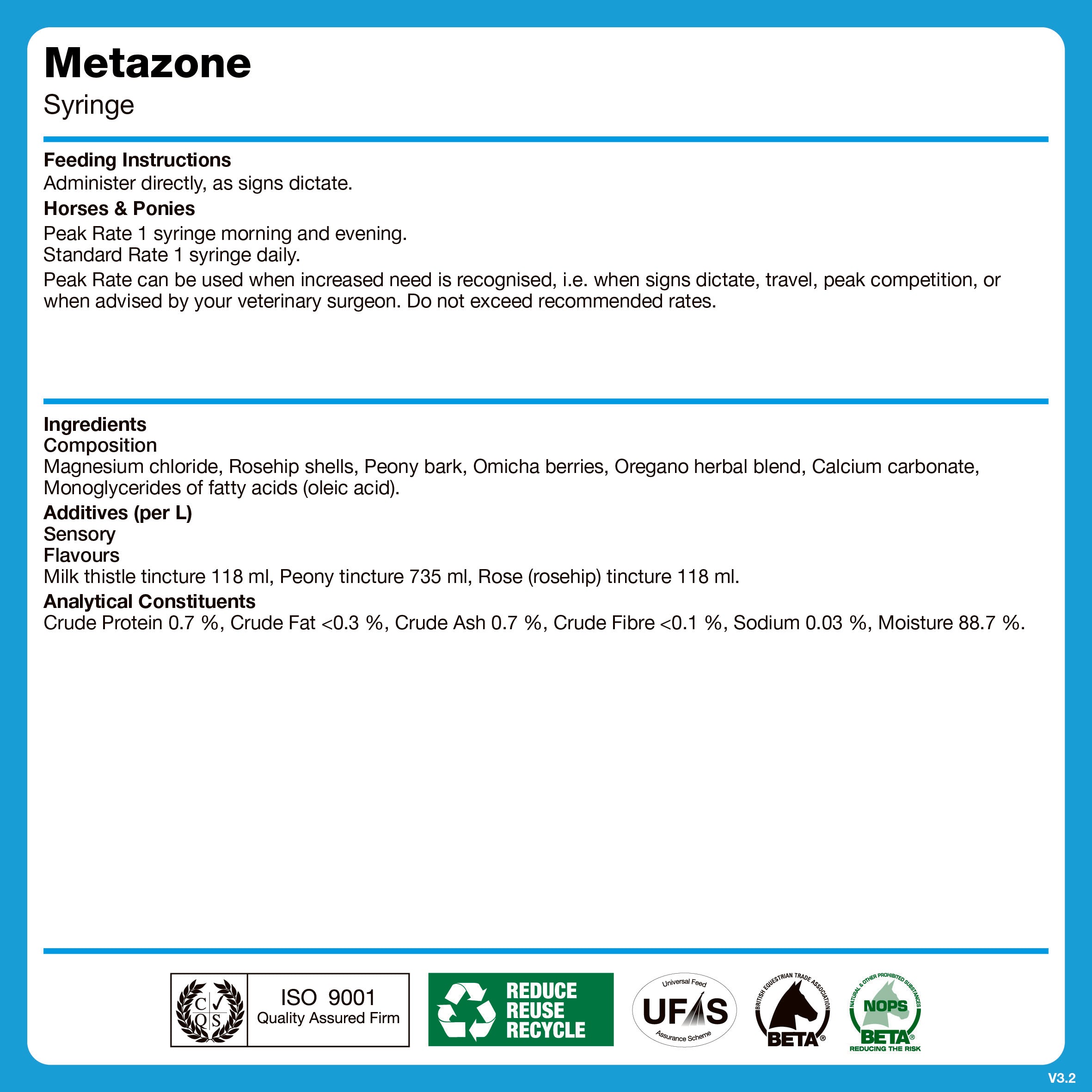 naf-equine Metazone Syringe 3 x30ml Liquid Supplement
