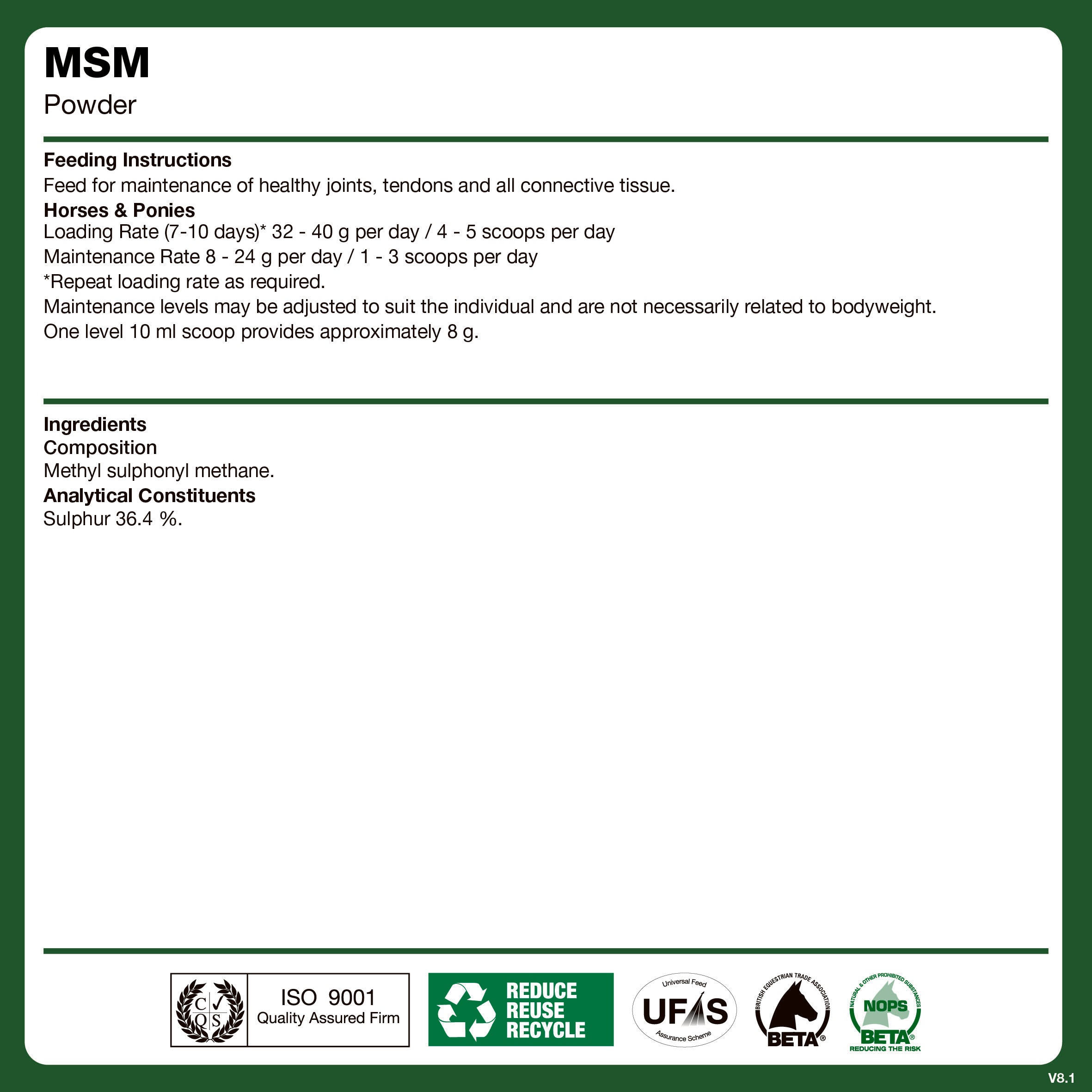 naf-equine MSM Powder Powder Supplement