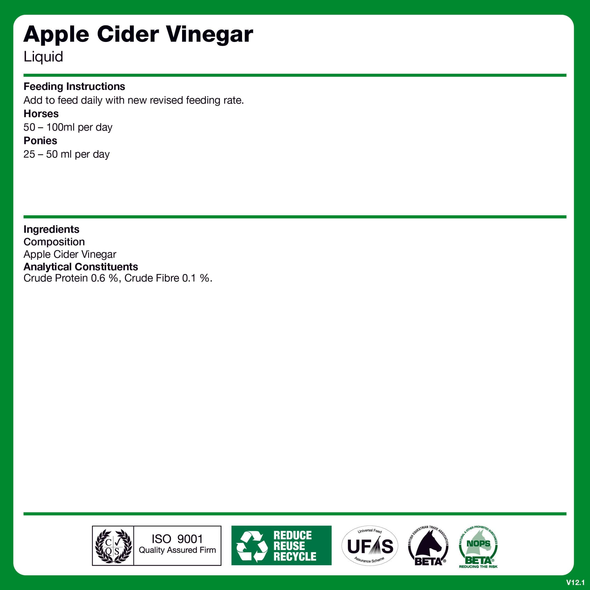 naf-equine Apple Cider Vinegar - unpasteurised Liquid Supplement