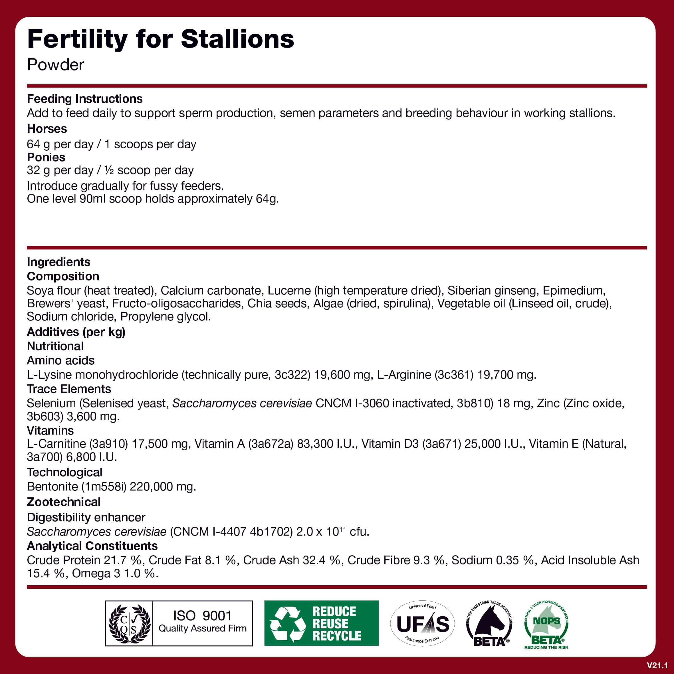 naf-equine Fertility For Stallions 1.92 kg Pellet Supplement