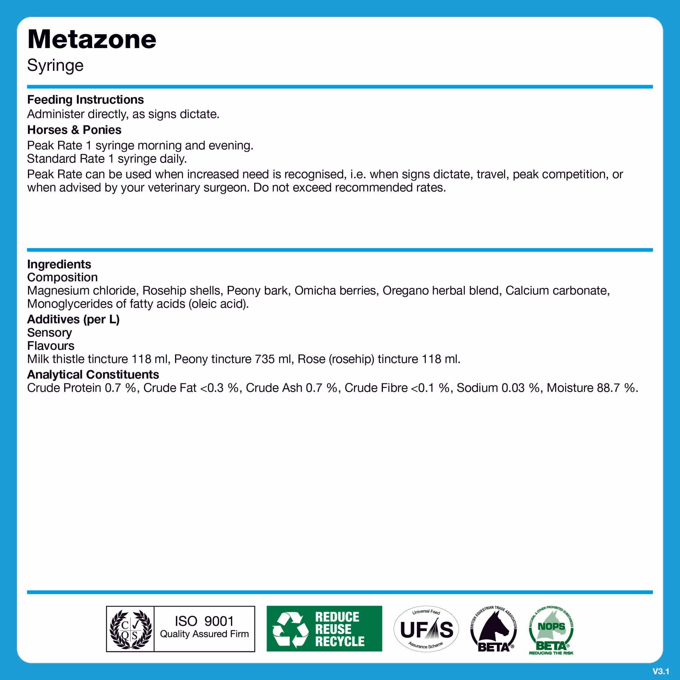 naf-equine Metazone Syringe 3 x30ml Liquid Supplement