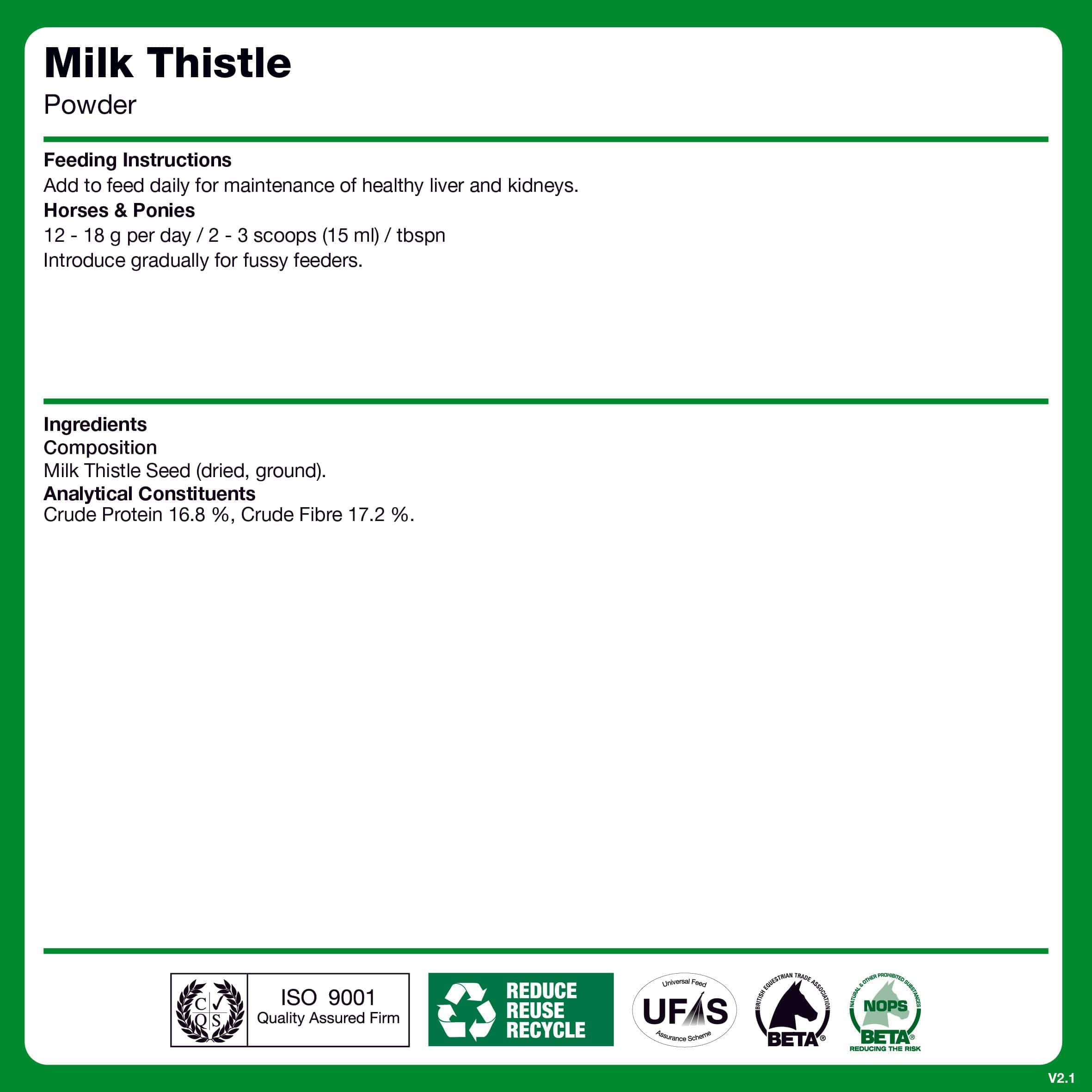 naf-equine Milk Thistle Powder 1 kg Powder Supplement
